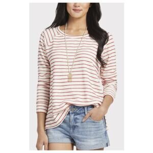 Peyton Jensen Women's Claire Stripe Pullover White Red Size S